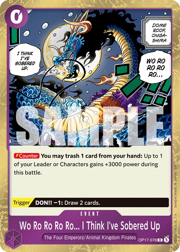 Carte Wo lo lo lo lo&nbsp;! Me voilà redevenu complètement sobre OP17-076 Rare — One Piece TCG OP-17 BOOSTER PACK -THE WORLD’S STRONGEST WARRIORS- (Bandai, 2026-08-28)
