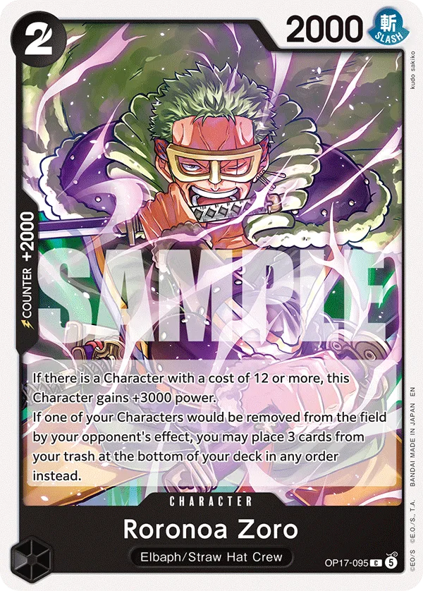 Carte Roronoa Zoro OP17-095 Common — One Piece TCG OP-17 BOOSTER PACK -THE WORLD’S STRONGEST WARRIORS- (Bandai, 2026-08-28)