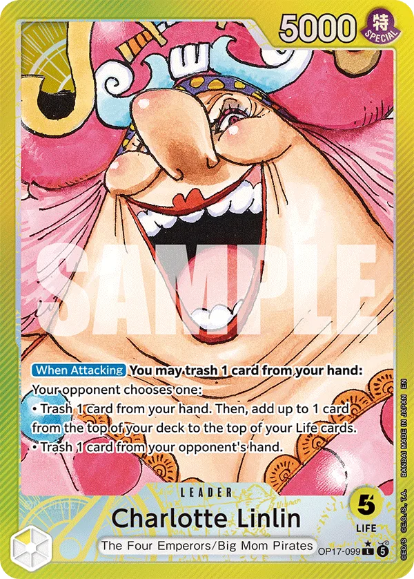 Carte Charlotte Linlin OP17-099_p1 Leader — One Piece TCG OP-17 (Bandai)