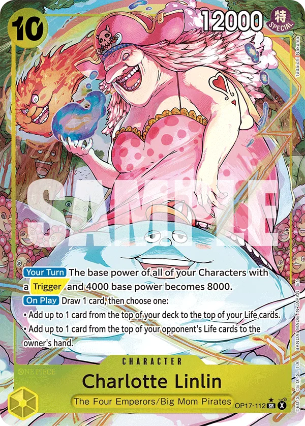 Carte Charlotte Linlin OP17-112_p1 Super Rare Parallel Alt-Art — One Piece TCG OP-17 BOOSTER PACK -THE WORLD’S STRONGEST WARRIORS- (Bandai, 2026-08-28)
