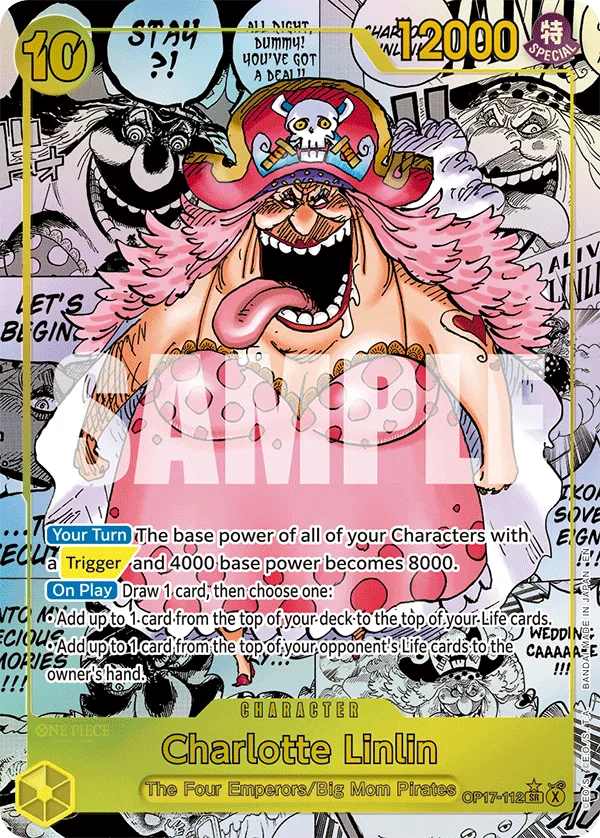 Carte Charlotte Linlin OP17-112_p2 Super Rare Parallel Alt-Art — One Piece TCG OP-17 BOOSTER PACK -THE WORLD’S STRONGEST WARRIORS- (Bandai, 2026-08-28)