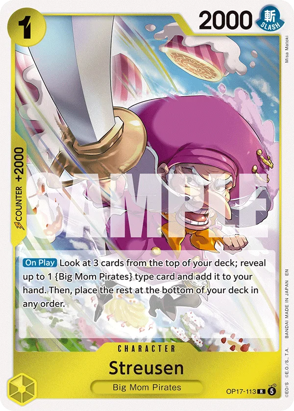 Carte Streusen OP17-113 Rare — One Piece TCG OP-17 BOOSTER PACK -THE WORLD’S STRONGEST WARRIORS- (Bandai, 2026-08-28)