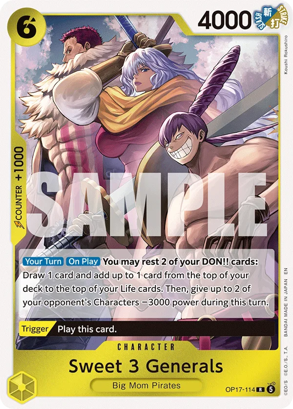 Carte Trois généraux sucrés OP17-114 Rare — One Piece TCG OP-17 (Bandai)