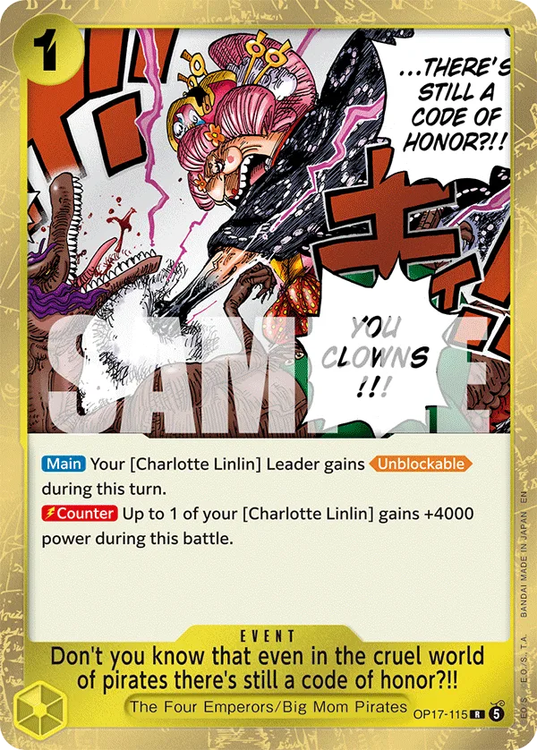 Carte Le monde des pirates a beau être cruel, on y observe tout de même un certain "code d'honneur"&nbsp;! OP17-115 Rare — One Piece TCG OP-17 BOOSTER PACK -THE WORLD’S STRONGEST WARRIORS- (Bandai, 2026-08-28)