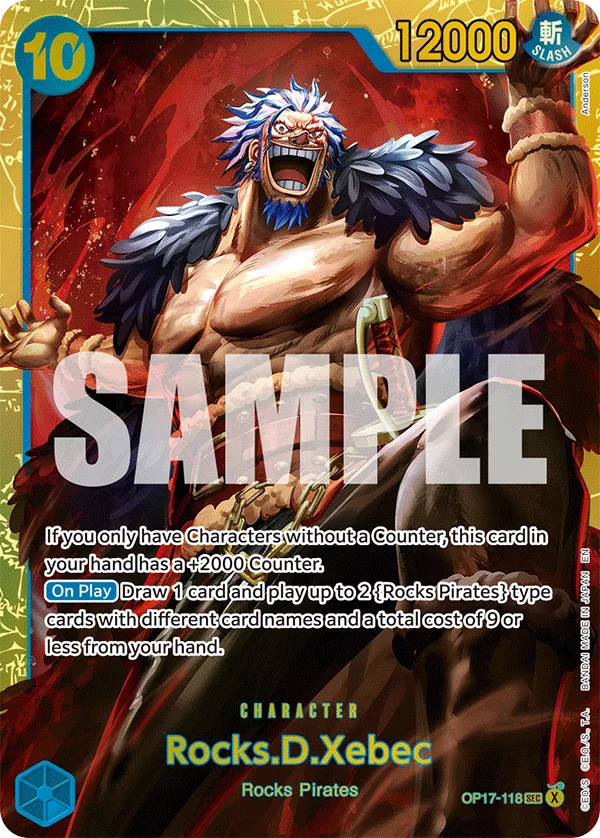Carte Rocks D. Xebec OP17-118 Secret Rare — One Piece TCG OP-17 (Bandai)