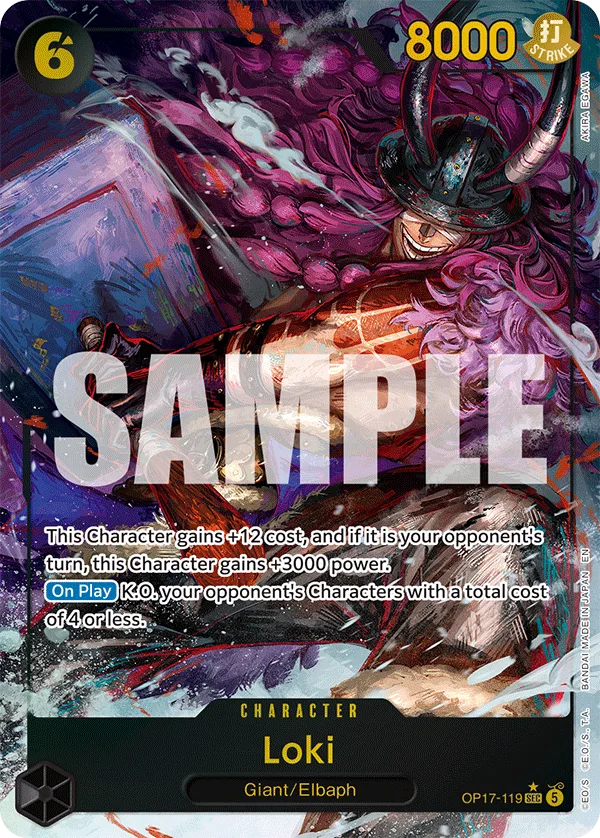 Carte Loki OP17-119_p1 Secret Rare Parallel Alt-Art — One Piece TCG OP-17 BOOSTER PACK -THE WORLD’S STRONGEST WARRIORS- (Bandai, 2026-08-28)