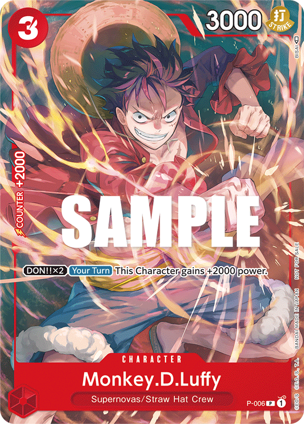 Carte Monkey.D.Luffy P-006 Promo — One Piece TCG PROMO (Bandai)