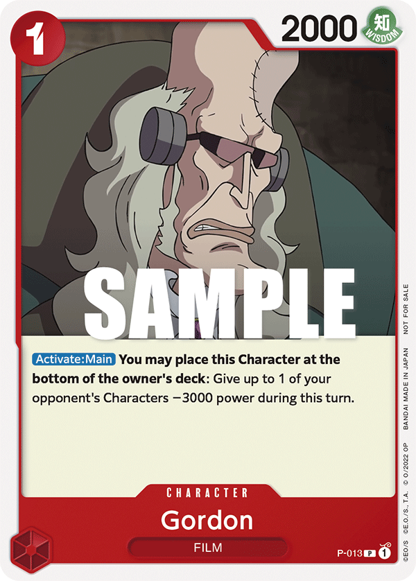 Carte Gordon P-013 Promo — One Piece TCG PROMO (Bandai)