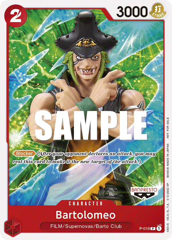 Carte Bartolomeo P-018 Promo — One Piece TCG PROMO (Bandai)