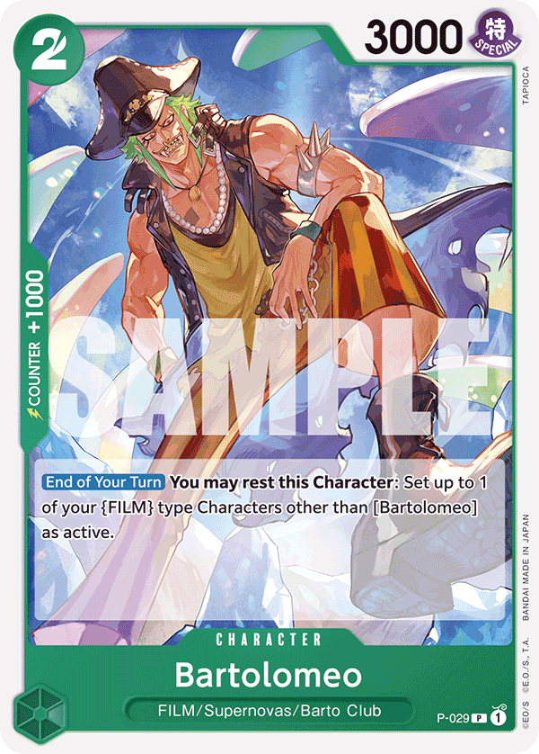Carte Bartolomeo P-029_r1 Promo — One Piece TCG ST-16 (Bandai)