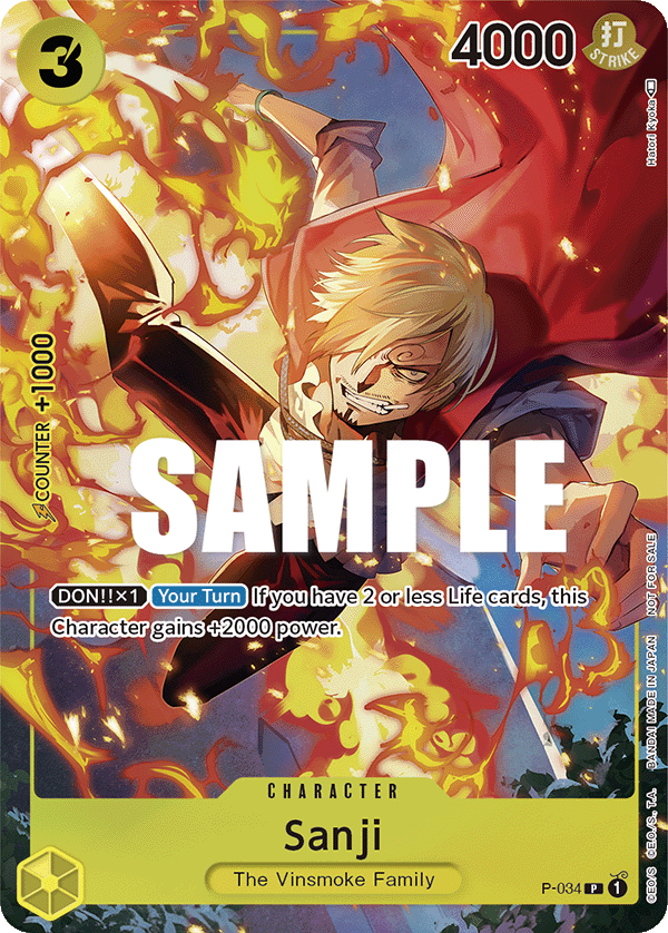 Carte Sanji P-034 Promo — One Piece TCG PROMO (Bandai)
