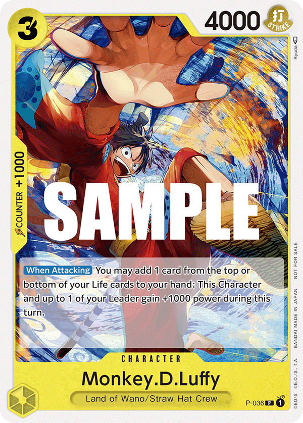 Carte Monkey.D.Luffy P-036 Promo — One Piece TCG PROMO (Bandai)