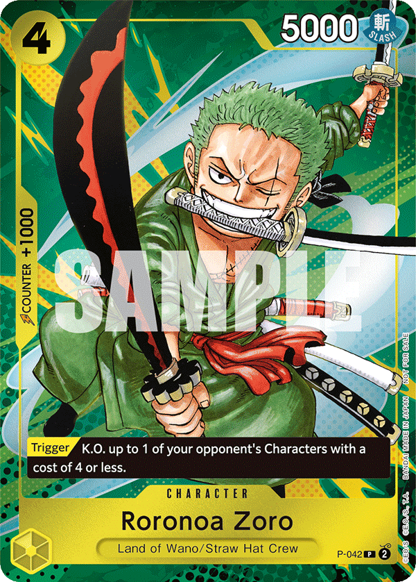 Carte Roronoa Zoro P-042 Promo — One Piece TCG PROMO (Bandai)
