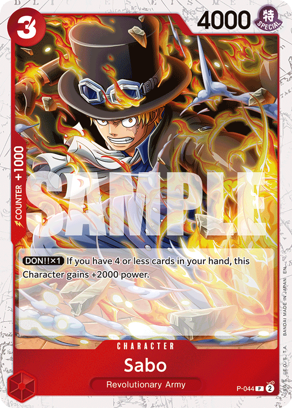 Carte Sabo P-044 Promo — One Piece TCG PRB-02 The Best Vol. 2 (Bandai)