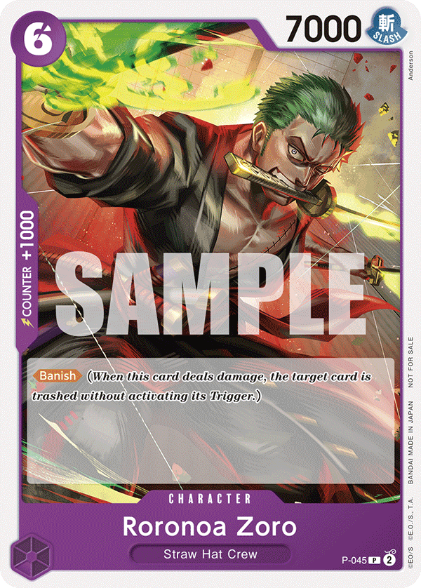 Carte Roronoa Zoro P-045 Promo — One Piece TCG PROMO Promos (Bandai)