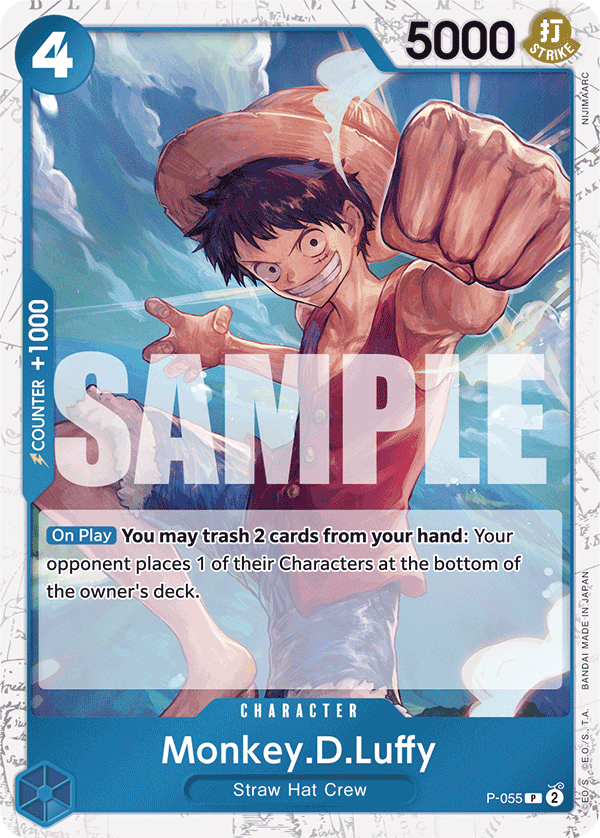Carte Monkey D. Luffy P-055_p2 Promo Alt Art — One Piece TCG PRB-01 The Best (Bandai)