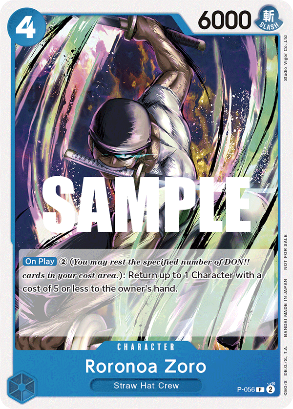 Carte Roronoa Zoro P-056 Promo — One Piece TCG PROMO Promos (Bandai)