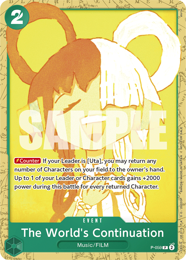 Carte The World's Continuation P-059 Promo — One Piece TCG PROMO Promos (Bandai)