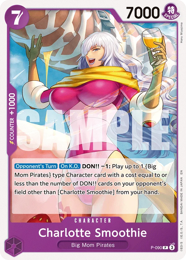 Carte Charlotte Smoothie P-090_r1 Promo Serial Numbered — One Piece TCG ST-34 STARTER DECK -PURPLE Charlotte Katakuri- (Bandai)