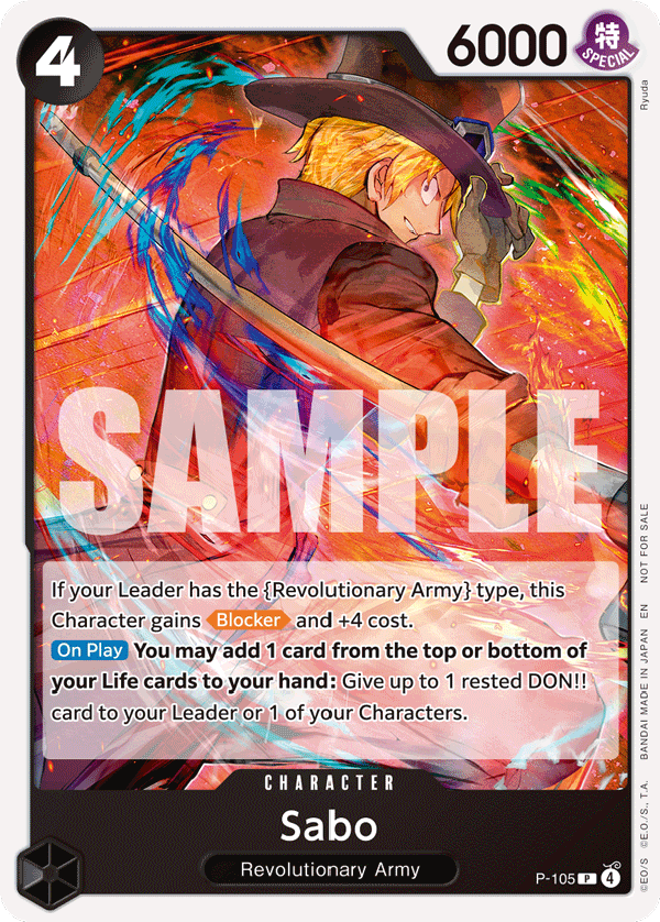 Carte Sabo P-105 Promo — One Piece TCG PROMO Promos (Bandai)
