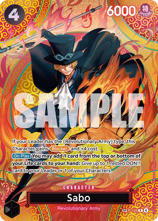 Carte Sabo P-105_p1 Special Alt Art — One Piece TCG OP15-EB04 Adventure on Kami's Island (Bandai)