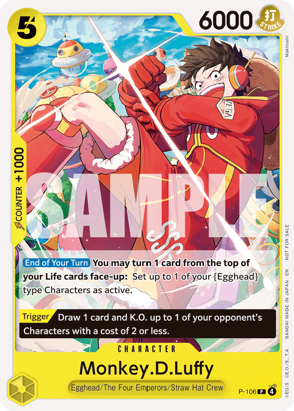 Carte Monkey D. Luffy P-106 Promo — One Piece TCG PROMO Promos (Bandai)