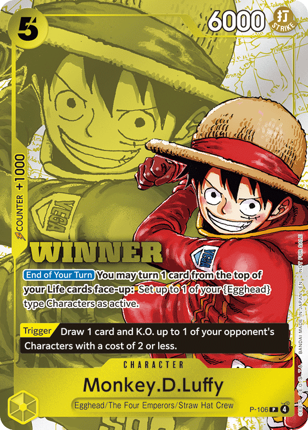 Carte Monkey.D.Luffy P-106_p2 Promo Alt Art — One Piece TCG PROMO Promos (Bandai)