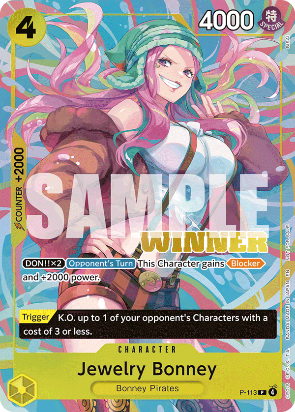 Carte Jewelry Bonney P-113_p1 Promo Alt Art — One Piece TCG PROMO Promos (Bandai)