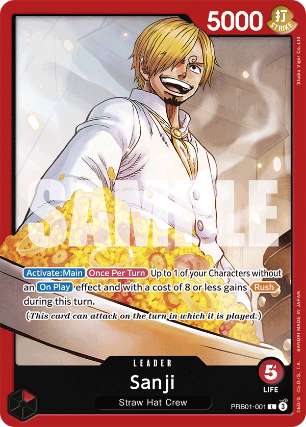 Carte Sanji PRB01-001 Leader — One Piece TCG PRB-01 The Best (Bandai)