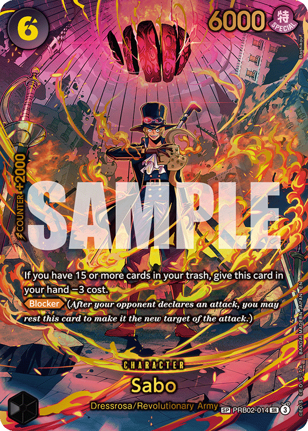 Carte Sabo PRB02-014_p2 Special Alt Art — One Piece TCG OP15-EB04 Adventure on Kami's Island (Bandai)
