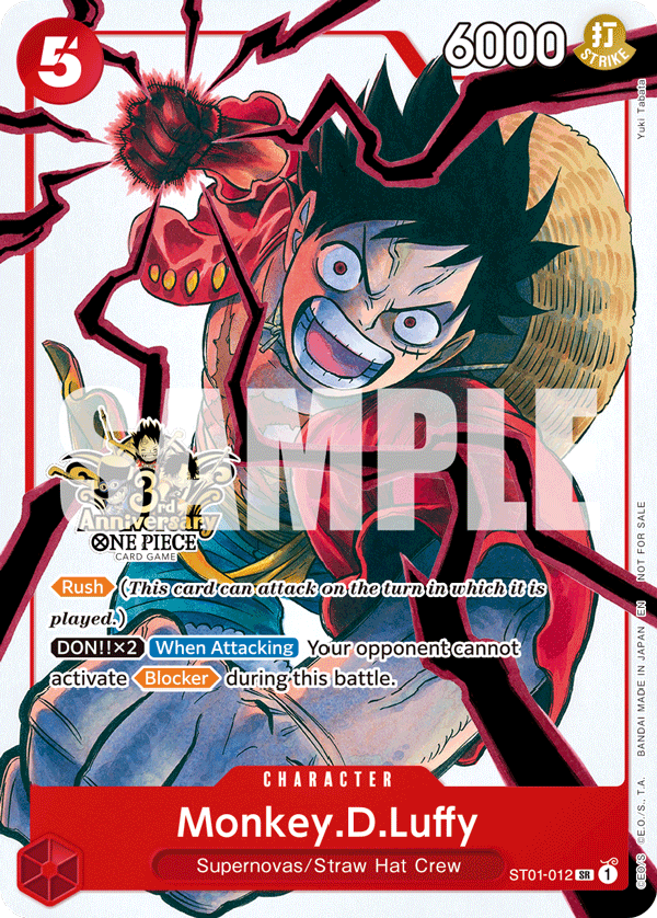 Carte Monkey.D.Luffy ST01-012_p5 Super Rare PROMO-ST-01 — One Piece TCG (Bandai)