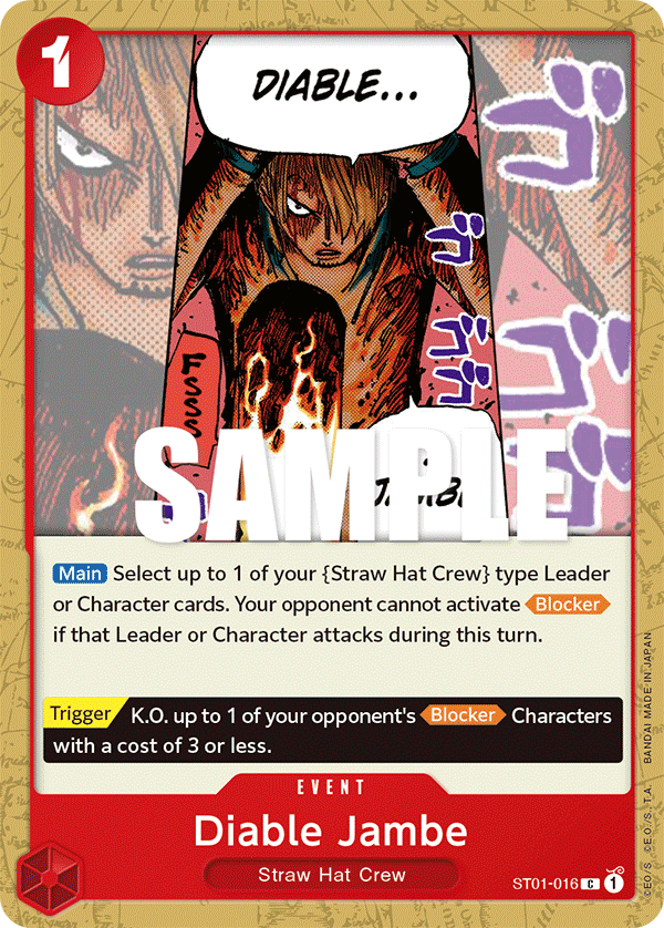 Carte Diable Jambe ST01-016 Common — One Piece TCG ST-01 Starter Deck: Straw Hat Crew (Bandai)