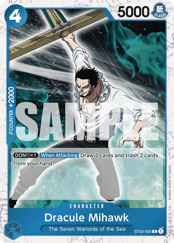 Carte Dracule Mihawk ST03-005_p4 Common Alt Art — One Piece TCG PRB-01 The Best (Bandai)