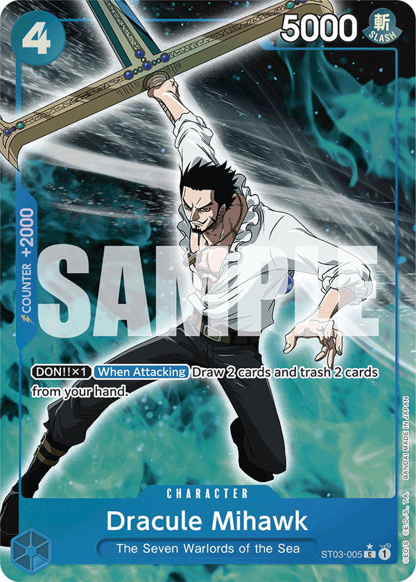 Carte Dracule Mihawk ST03-005_p5 Common Alt Art — One Piece TCG PRB-01 The Best (Bandai)