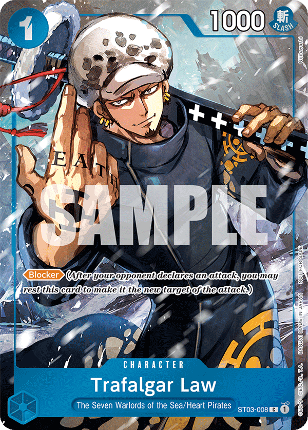 Carte Trafalgar Law ST03-008_p2 Common Alt Art — One Piece TCG PROMO-ST-03 Promos: The Seven Warlords of the Sea (Bandai)