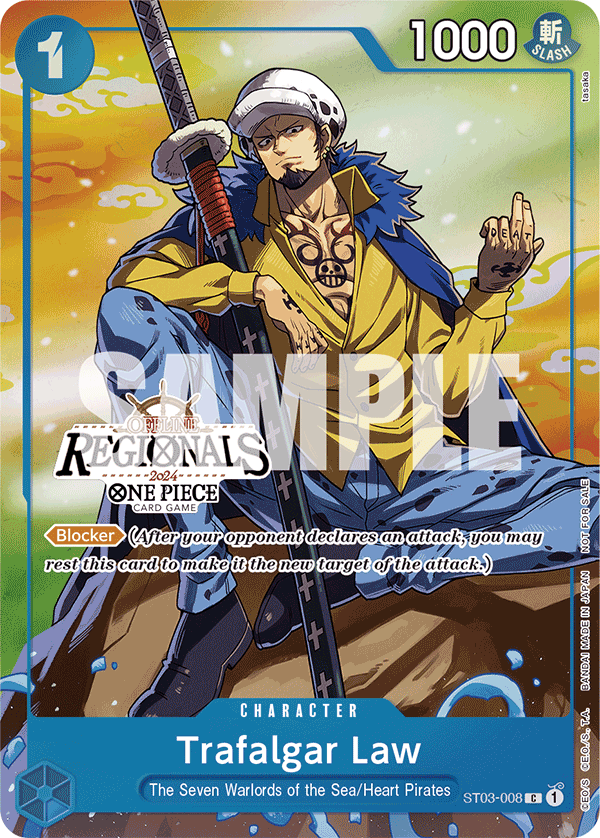 Carte Trafalgar Law ST03-008_p3 Common Alt Art — One Piece TCG PROMO-ST-03 Promos: The Seven Warlords of the Sea (Bandai)