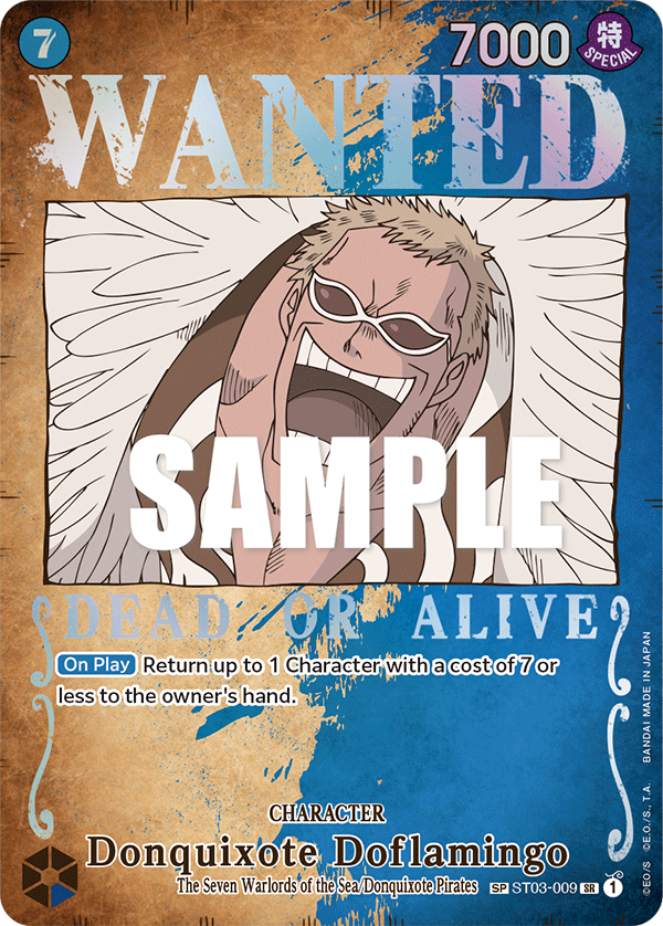 Carte Donquixote Doflamingo ST03-009_p1 Special Alt Art — One Piece TCG OP-03 Pillars of Strength (Bandai)
