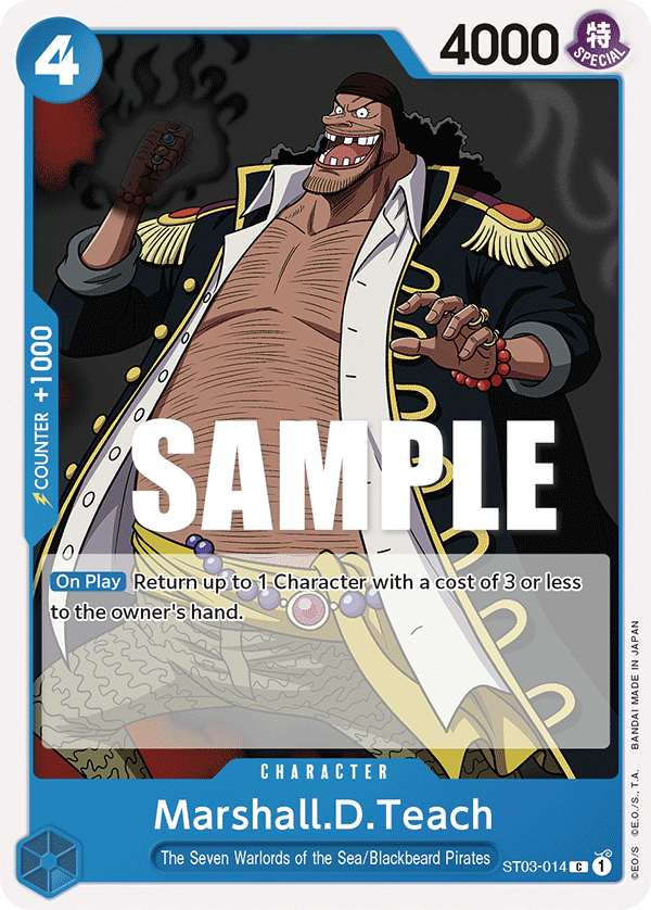 Carte Marshall.D.Teach ST03-014 Common — One Piece TCG ST-03 Starter Deck: The Seven Warlords of the Sea (Bandai)