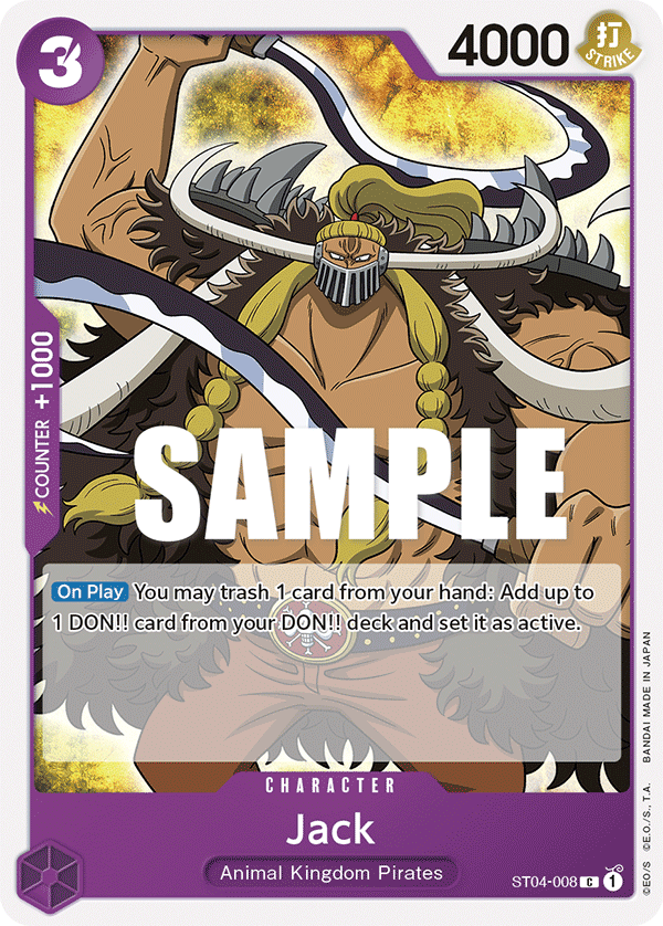 Carte Jack ST04-008 Common — One Piece TCG ST-04 Starter Deck: Animal Kingdom Pirates (Bandai)