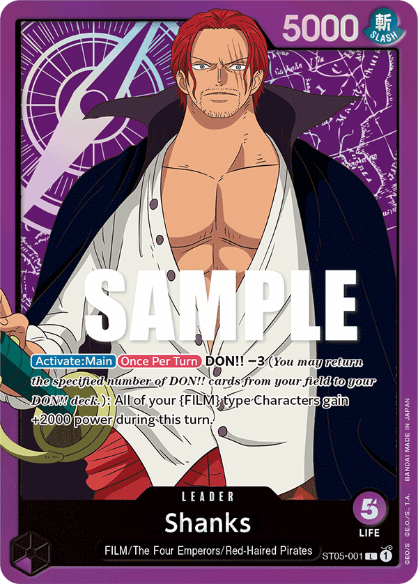 Carte Shanks ST05-001 Leader — One Piece TCG ST-05 Starter Deck: Film Edition (Bandai)