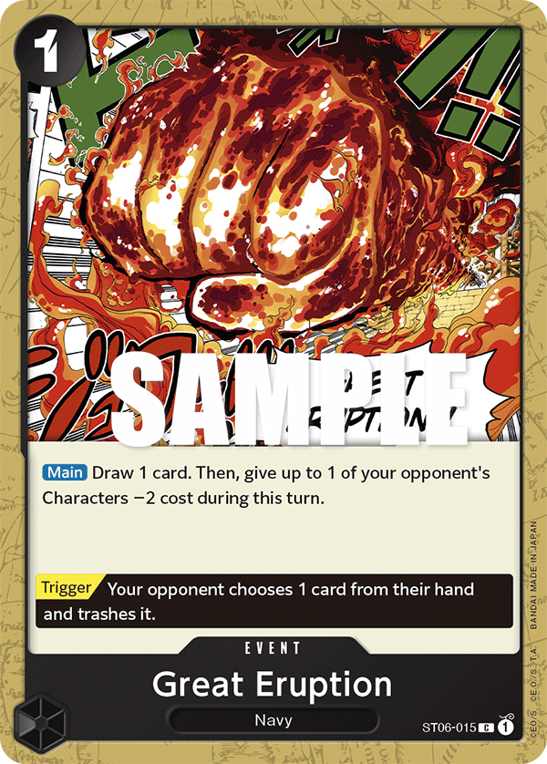 Carte Great Eruption ST06-015 Common — One Piece TCG ST-06 Starter Deck: Absolute Justice (Bandai)