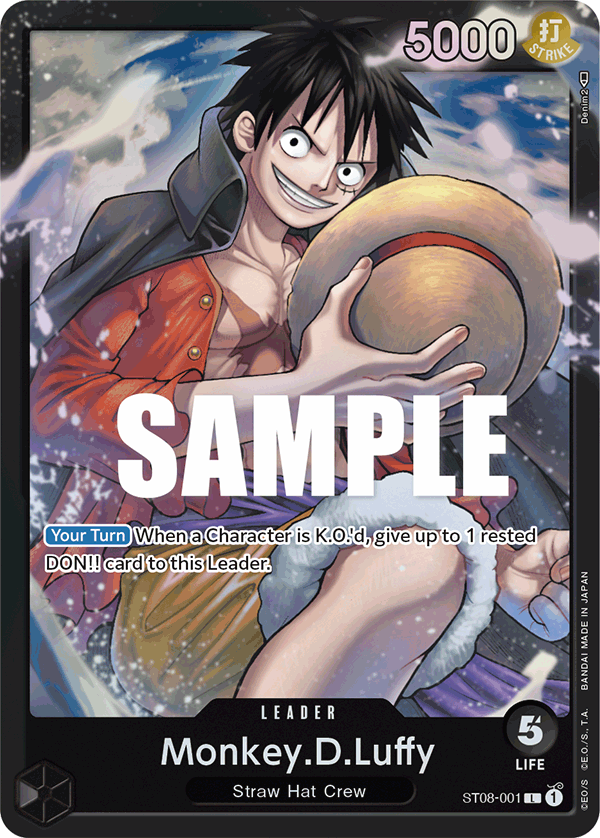 Carte Monkey.D.Luffy ST08-001 Leader — One Piece TCG ST-08 (Bandai)