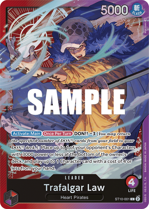Carte Trafalgar Law ST10-001 Leader — One Piece TCG ST-10 (Bandai)