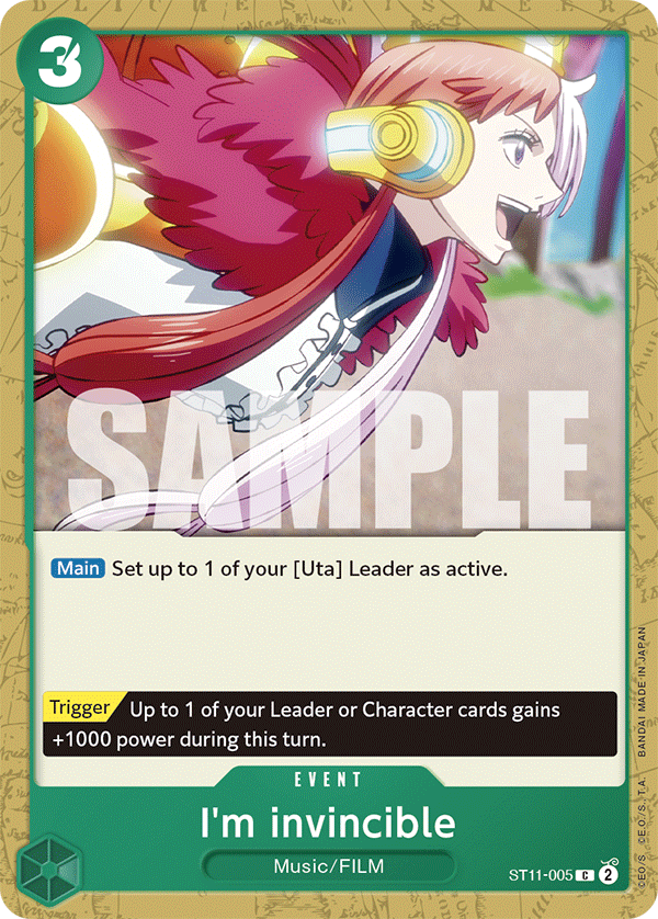 Carte I'm invincible ST11-005 Common — One Piece TCG ST-11 Starter Deck: Uta (Bandai)