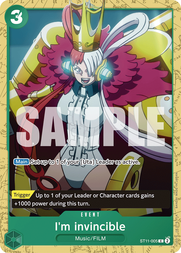 Carte I'm invincible ST11-005_p2 Common Alt Art — One Piece TCG ST-16 Starter Deck: Green Uta (Bandai)