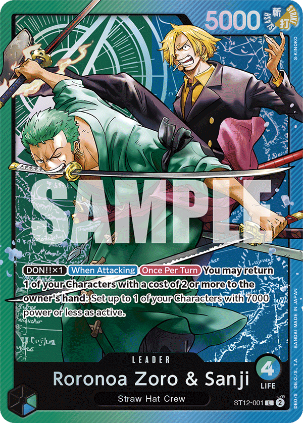 Carte Roronoa Zoro & Sanji ST12-001 Leader — One Piece TCG ST-12 (Bandai)