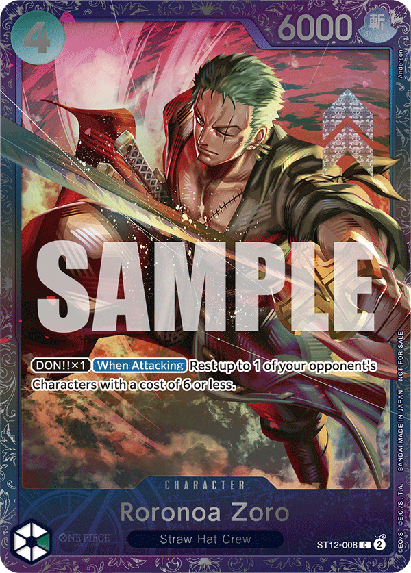 Carte Roronoa Zoro ST12-008_p1 Common — One Piece TCG PROMO-ST-12 (Bandai)