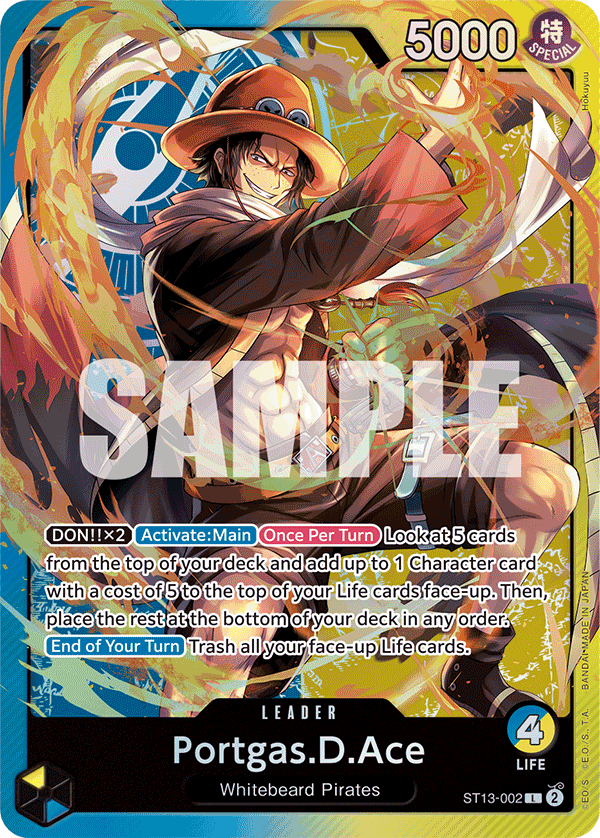 Carte Portgas.D.Ace ST13-002 Leader — One Piece TCG ST-13 Starter Deck: The Three Brothers (Bandai)