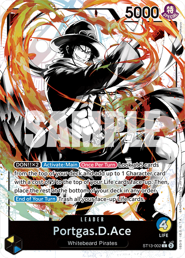 Carte Portgas D. Ace ST13-002_p1 Leader Alt Art — One Piece TCG ST-13 Starter Deck: The Three Brothers (Bandai)
