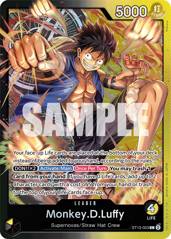 Carte Monkey.D.Luffy ST13-003 Leader — One Piece TCG ST-13 Starter Deck: The Three Brothers (Bandai)